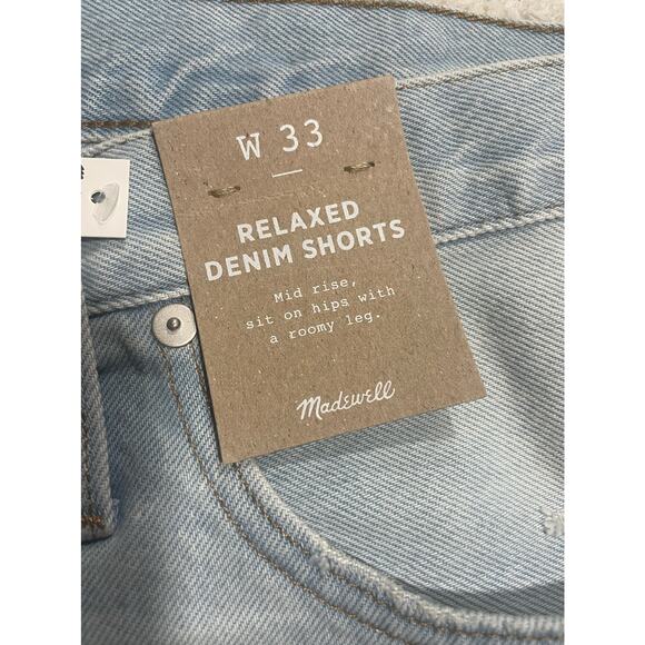 NWT Madewell Women's Size 33 Relaxed Cutoff Denim Short Essen Wash - Picture 8 of 8